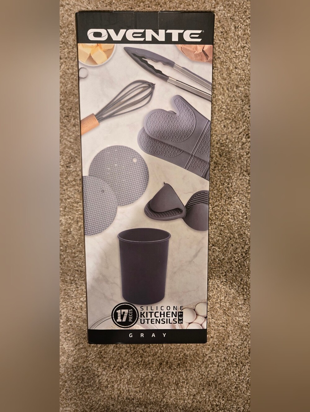 Ovente 17-Piece Silicone Kitchen Utensil Set in Gray
